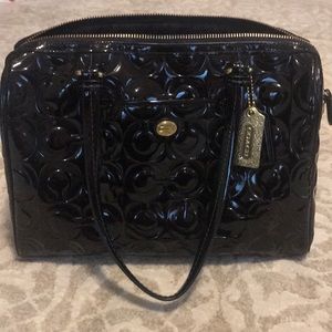 Black paten leather Coach purse